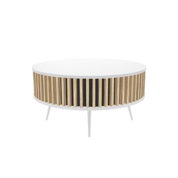 Table RONDA 90 white  slatted oak