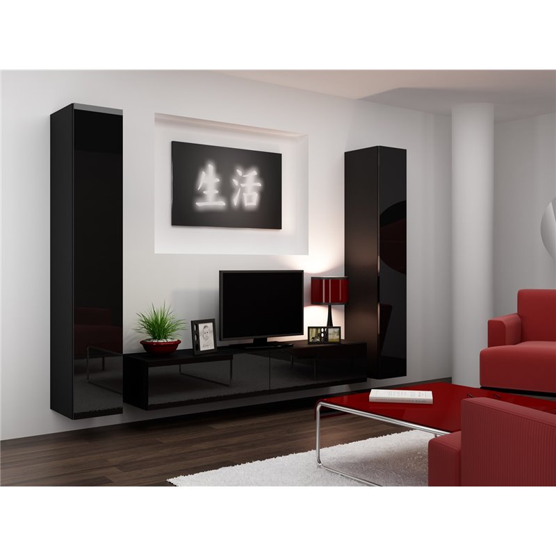 Cama Living room cabinet set VIGO 4 black/black gloss Cama Living room cabinet set VIGO 4 black/black gloss