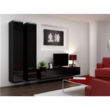 Cama Living room cabinet set VIGO 4 black/black gloss