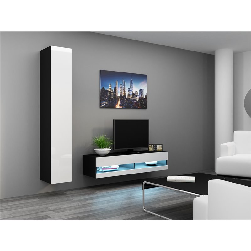 Cama Living room cabinet set VIGO NEW 13 black/white gloss Cama Living room cabinet set VIGO NEW 13 black/white gloss