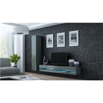 Cama Living room cabinet set VIGO NEW 9 grey/grey gloss