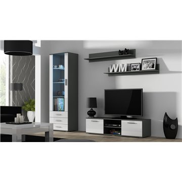 SOHO 7 set (RTV140 cabinet + S1 cabinet + shelves) Grey / White glossy