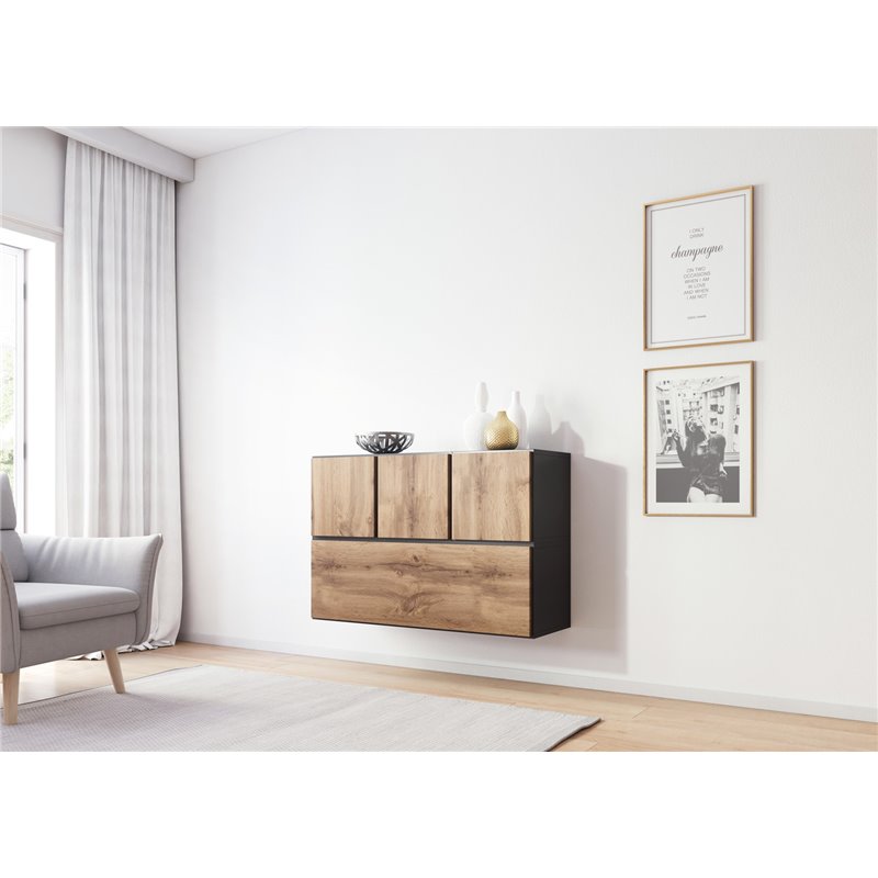 Cama living room furniture set ROCO 13 (RO1 + 3xRO5) antracite/wotan oak Cama living room furniture set ROCO 13 (RO1 + 3xRO5) antracite/wotan oak