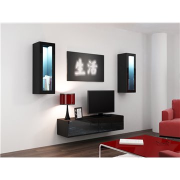 Cama Living room cabinet set VIGO 8 black/black gloss