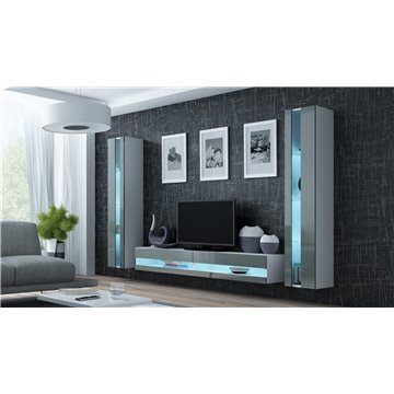 Cama Living room cabinet set VIGO NEW 3 white/grey gloss