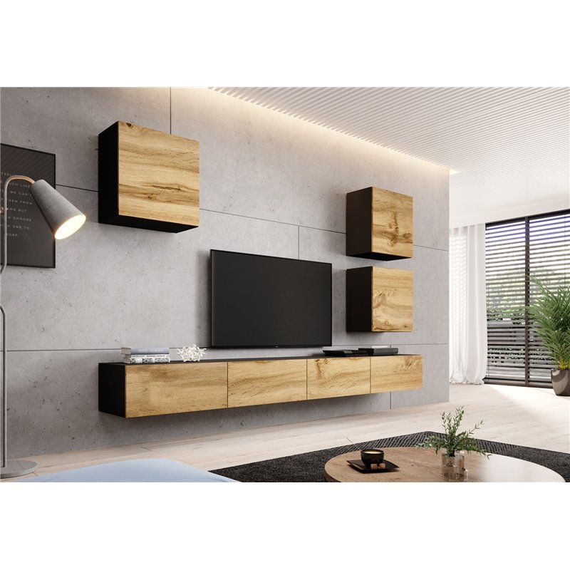 Cama living room cabinet set VIGO 22 black/wotan oak Cama living room cabinet set VIGO 22 black/wotan oak