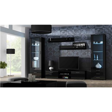 SOHO 4 set (RTV180 cabinet + 2x S1 cabinet + shelves) Black/Gloss black