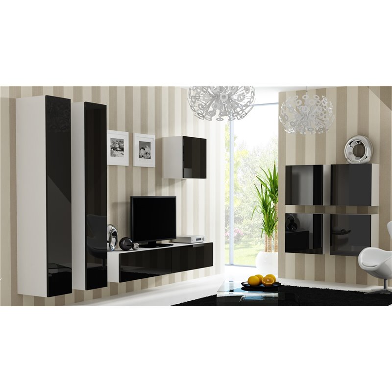 Cama Living room cabinet set VIGO 24 white/black gloss Cama Living room cabinet set VIGO 24 white/black gloss