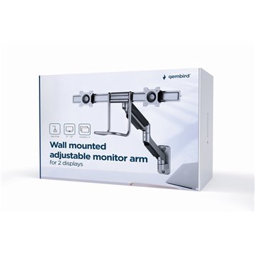 Gembird MA-WA2-02 Adjustable wall 2-display mounting arm  17”-32”  up to 8 kg