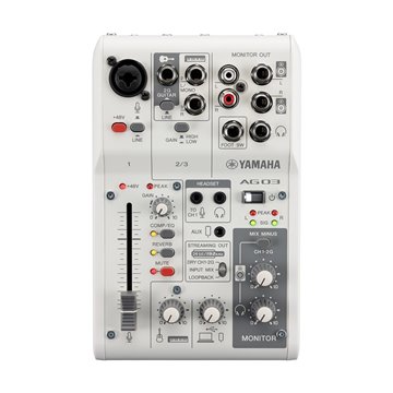 Yamaha AG03 MK2 - 3-channel live streaming mixer with USB audio interface  white