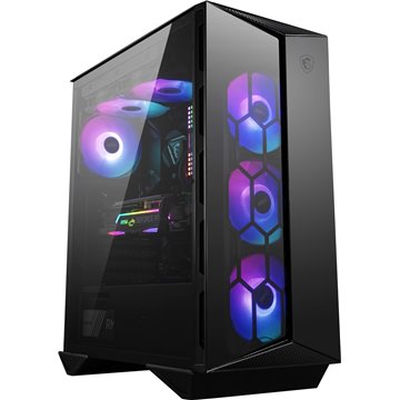 MSI MPG GUNGNIR 110R Mid Tower Gaming Computer Case Black  USB 3.2 Gen2 Type C  4x 120mm ARGB Fan  Mystic Light Sync  1 to 6 ARG