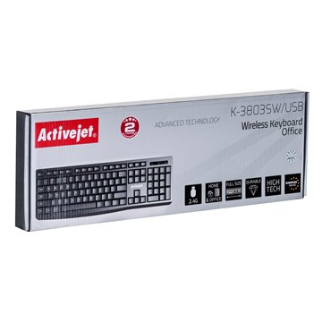 Activejet K-3803SW Keyboard wireless battery powered by 1x 1.5V AAA black