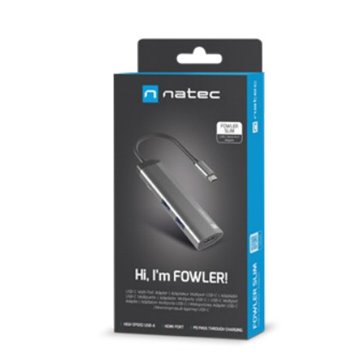 NATEC Fowler Slim Wired USB 3.2 Gen 1 (3.1 Gen 1) Type-C Black  Chrome