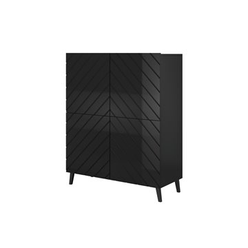 Shelving unit ABETO 100.5 x 40 x 121.5 cm black/gloss black