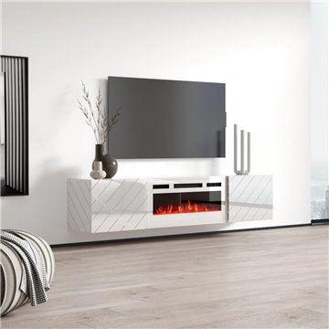 RTV LUXE cabinet 182.6x34.5x37.5 white/gloss white + white mantelpiece