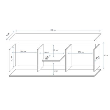 Cama TV stand SOHO 180 white/grey gloss