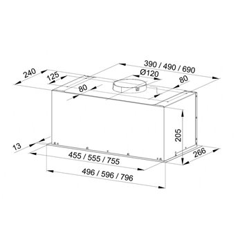 Built-in under-cupboard kitchen hood MAAN Fiugi 2 50 310 m3/h  Satin