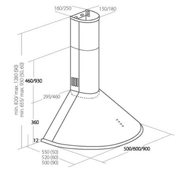 Chimney Hood Akpo WK-4 Dandys GOLD 60 cm 450 m3/h  Black