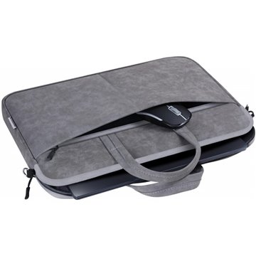 DEFENDER SOLID LEATHER BAG GREY 15.6