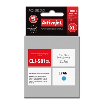 Activejet ACC-581CNX Ink cartridge (replacement for Canon CLI-581XLC Supreme 11 70 ml cyan)
