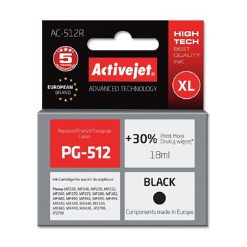Activejet AC-512R Ink (replacement for Canon PG-512 Premium 18 ml black)