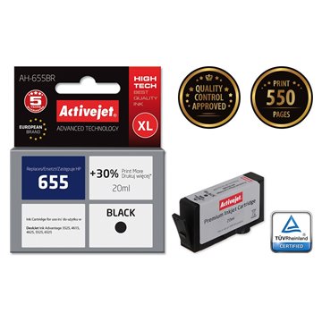 Activejet AH-655BR ink for HP printer HP 655 CZ109AE replacement Premium 20 ml black