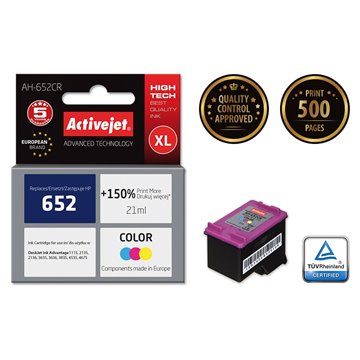 Activejet AH-652CR ink for HP printer HP 652 F6V24AE replacement Premium 21 ml color