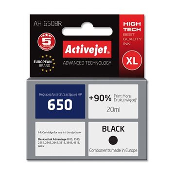 Activejet AH-650BR Ink (replacement for HP 650 CZ101AE Premium 20 ml black)