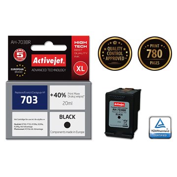 Activejet AH-703BR Ink (replacement for HP 703 CD887AE Premium 20 ml black)