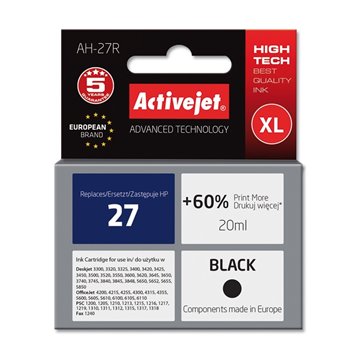 Activejet AH-27R Ink (replacement for HP 27 C8727A Premium 20 ml black)