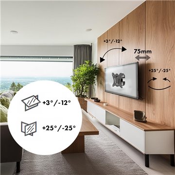 Maclean MC-415 TV Monitor Wall Mount 13 -32  30kg Tilt Rotate max. VESA 100x100 30kg Black Slim Universal Powder Coated