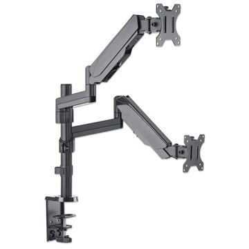 Manhattan TV & Monitor Mount  Desk  Full Motion (Gas Spring)  2 screens  Screen Sizes: 10-27   Black  Clamp or Grommet Assembly 