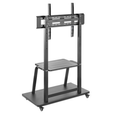 Manhattan TV & Monitor Mount  Trolley Stand  1 screen  Screen Sizes: 37-100   Black  VESA 200x200 to 800x600mm  Max 150kg  Shelf