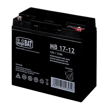MPL megaBAT MB 17-12 UPS battery Lead-acid accumulator VRLA AGM Maintenance-free 12 V 17 Ah Black