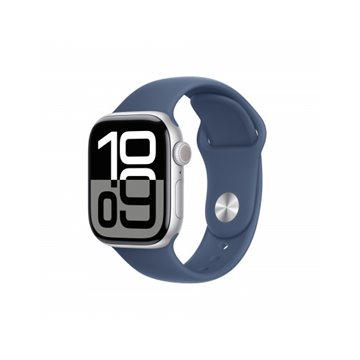 Apple Watch Series 10 GPS 42mm Argento Cassa Alluminio con Denim Sport Band - S/M