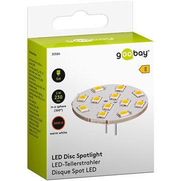 Faretto Led a Disco 12LED SMD G4 5050 2W 230lm Bianco Caldo, Classe E