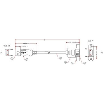 Cavo USB 2.0 A Maschio/A Femmina da Pannello 1 m