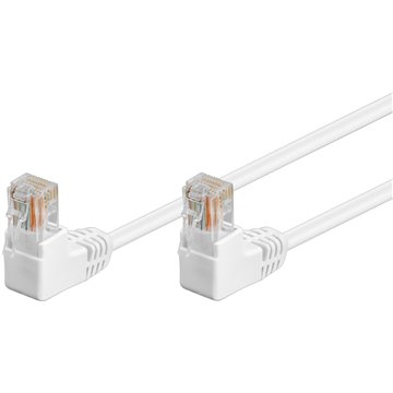 Cavo di rete Patch Angolato 90° CCA Cat. 5e Bianco UTP 1 m