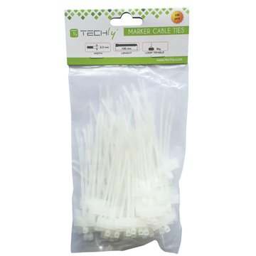 Fascette Fermacavi 100x2,5mm con Targhetta 25x8mm 100 pz Bianco