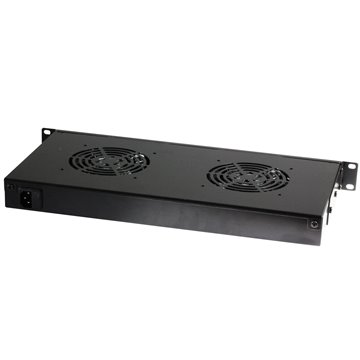 Gruppo 2 Ventole 1U per Rack 19" con Termostato LED Nero