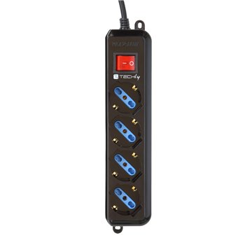 Multipresa 4 Posti Italiana Bipasso con Interruttore Nero 