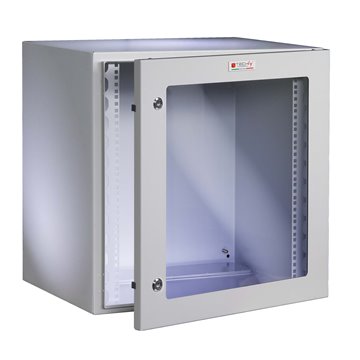Armadio Rack 19" a muro 13U grigio IP65 porta vetro prof. 400 mm