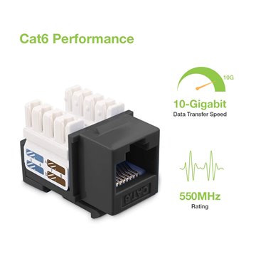 Frutto Keystone RJ45 Cat.6 UTP IDC 90° Nero
