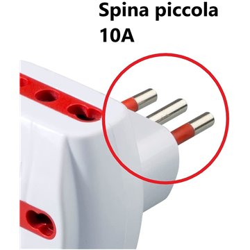 Adattatore Triplo Spina 2P+T Presa Bipasso 2P+T con Schuko