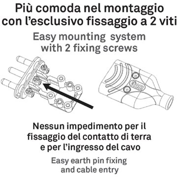 Spina Mobile in Gomma 16A 2P+T 250V Nero