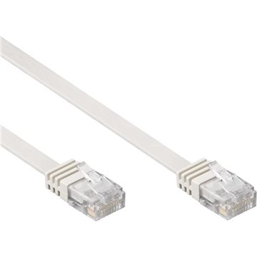 Cavo di Rete Patch Piatto in CCA Cat.5E Bianco UTP 2m