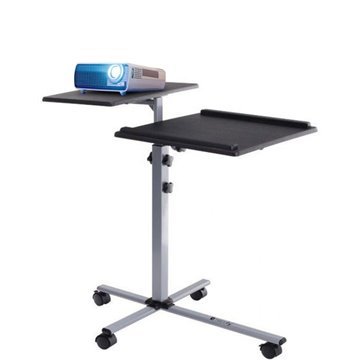 Carrello per Proiettore e Notebook a Due Ripiani Regolabile in Altezza