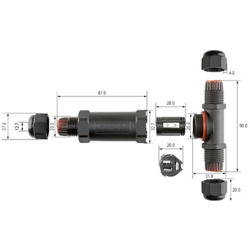Raccordo di Connessione a T Impermeabile IP68 per Cavo Elettrico
