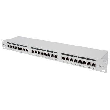 Pannello Patch FTP 24 porte 19" Cat6a Grigio