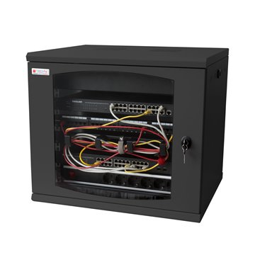 Armadio Rack 19" a muro 16 unità sezione unica prof. 500mm Nero